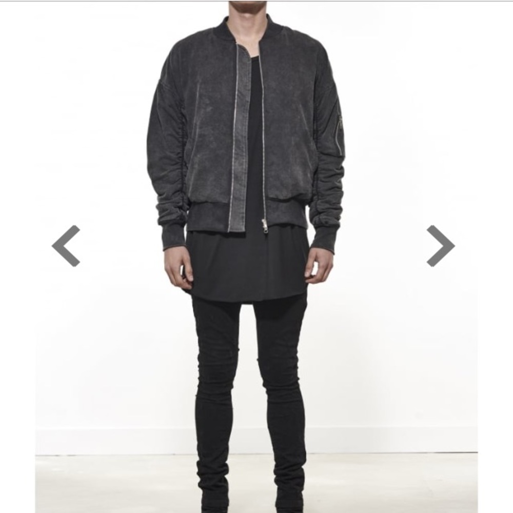 Other uk washed black distressed bomber jacket