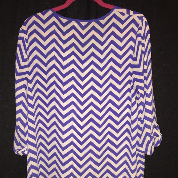 Blue and white chevron blouse. - Picture 3 of 3