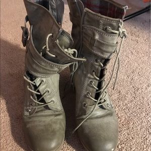 Guess Gray Combat Heel Boots