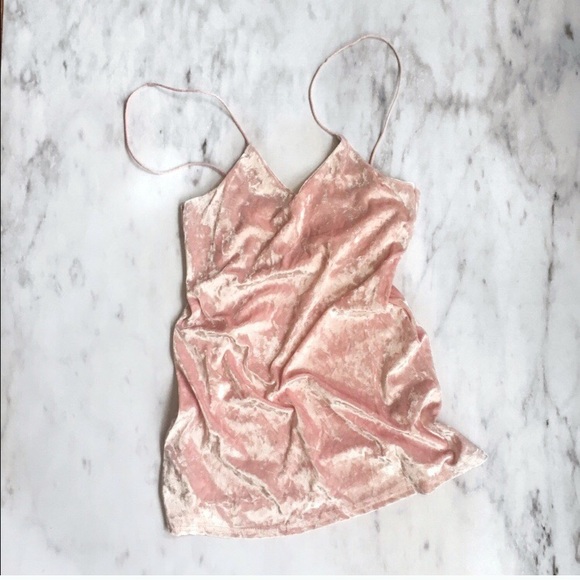 baby pink velvet slip dress - Picture 3 of 5