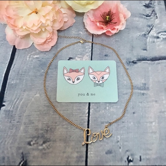 GIFTED: Short Gold Love Script Necklace - Picture 2 of 3