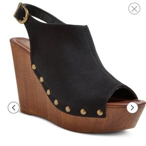 Target Black Suede Mule Wedges Size 6.5