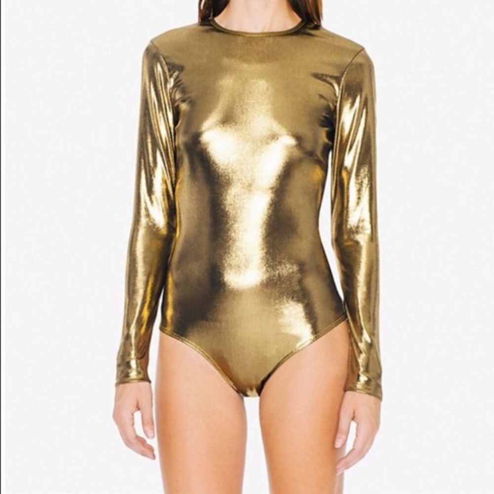 American Apparel Gold Shiny/Metallic Bodysuit
