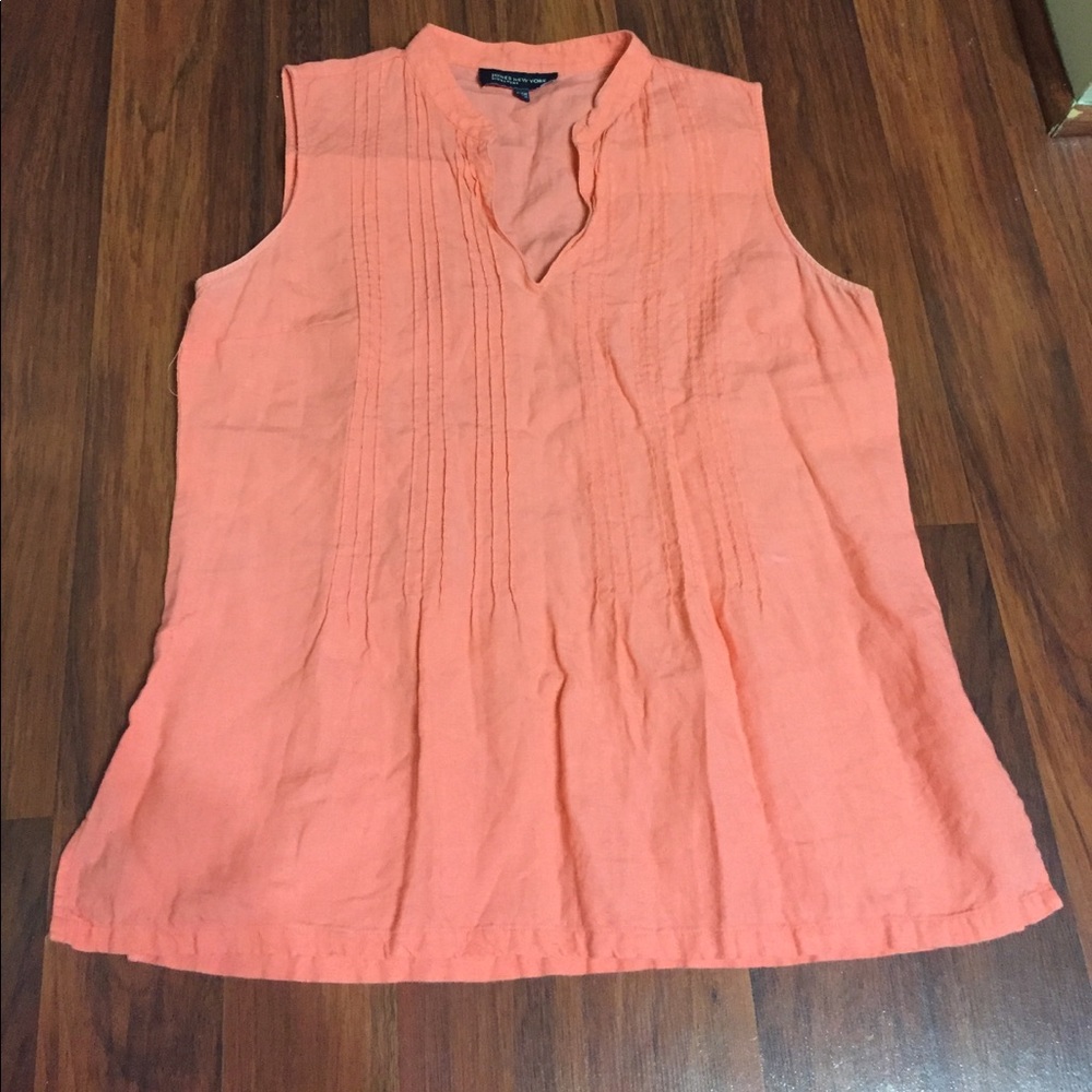 Salmon Linen Sleeveless Top