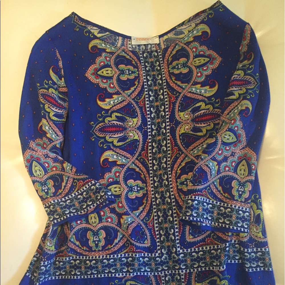 Blue paisley print blouse