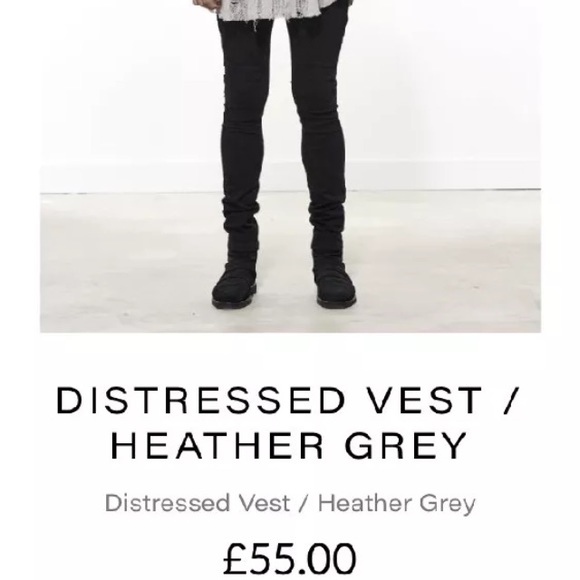 Other uk distressed Heather grey tank vest - Picture 2 of 5