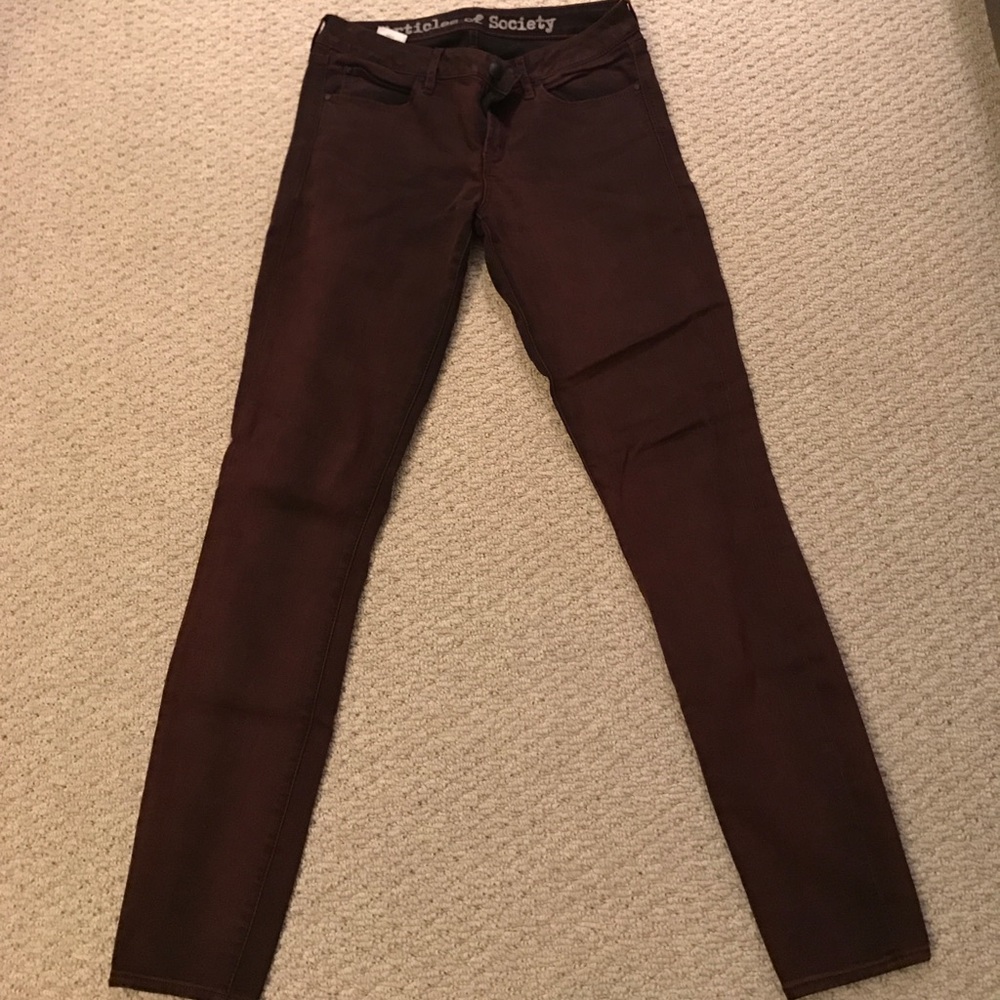 Dark maroon wash skinny jeans