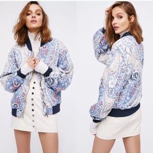 Free people printed bomber jacket
