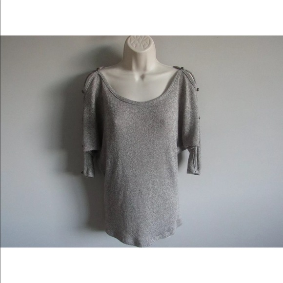 F21 Gray Open Shoulder Sweater - Picture 2 of 5
