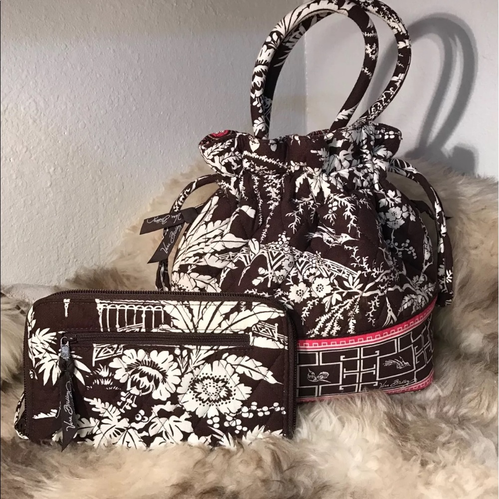 Beautiful Drawstring purse and matching wallet