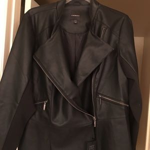 Black faux leather peplum Moto Jacket