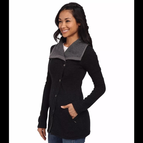 PrAna Milana Jacket Coat Striped Coal - Picture 2 of 5