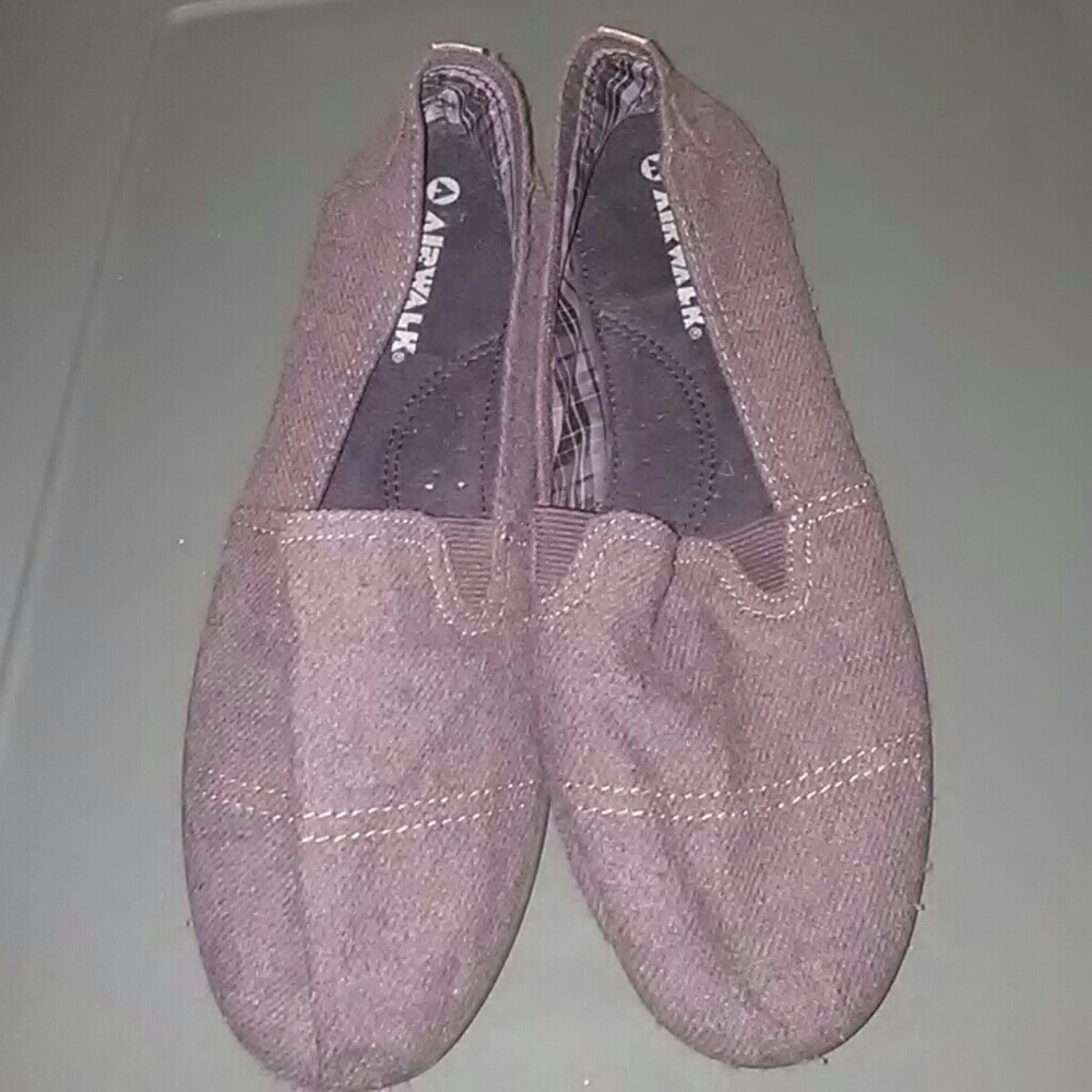 Purple and Gray Tweed Slip On Shoes