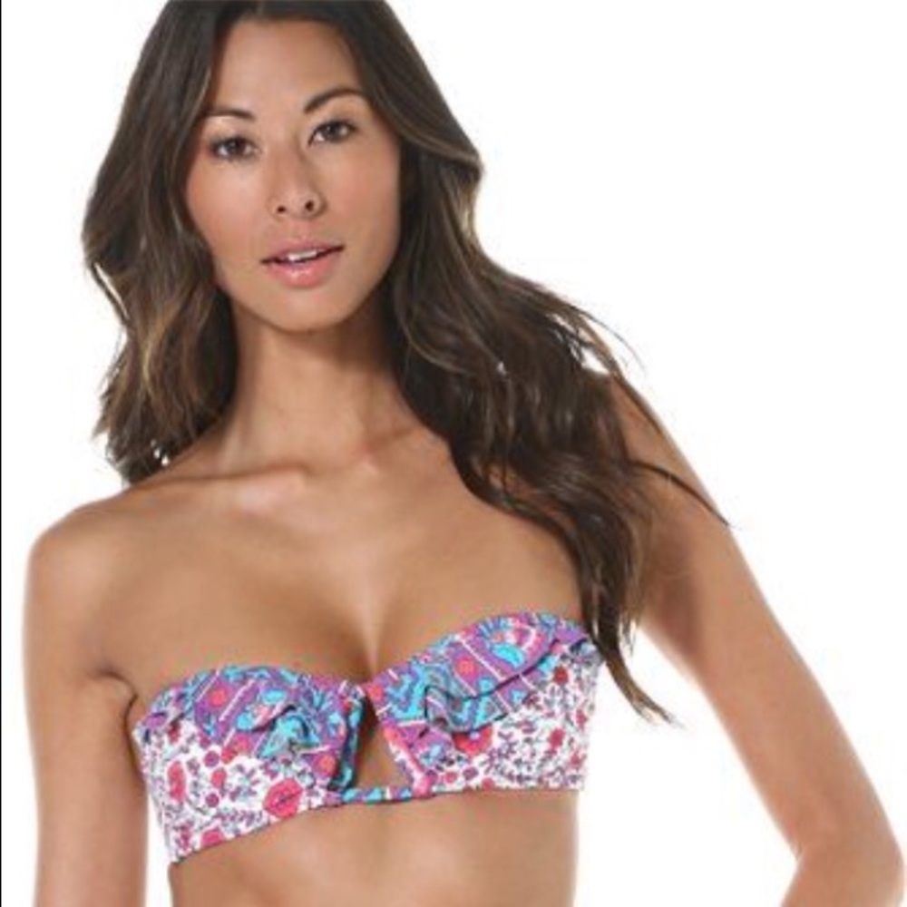 Billabong ruffle bandeau swim top