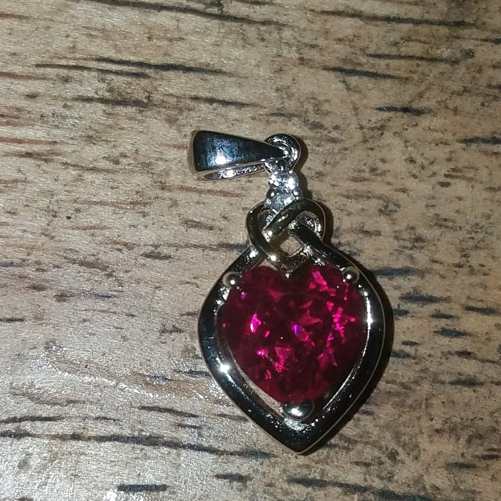Geunine ruby heart pendant