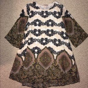 Patterned Swinging Midi-Dress