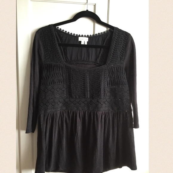 Anthropologie Tops - Anthropologie Black Square Neck Top