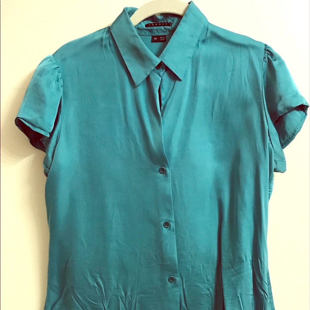 Theory turquoise blouse.