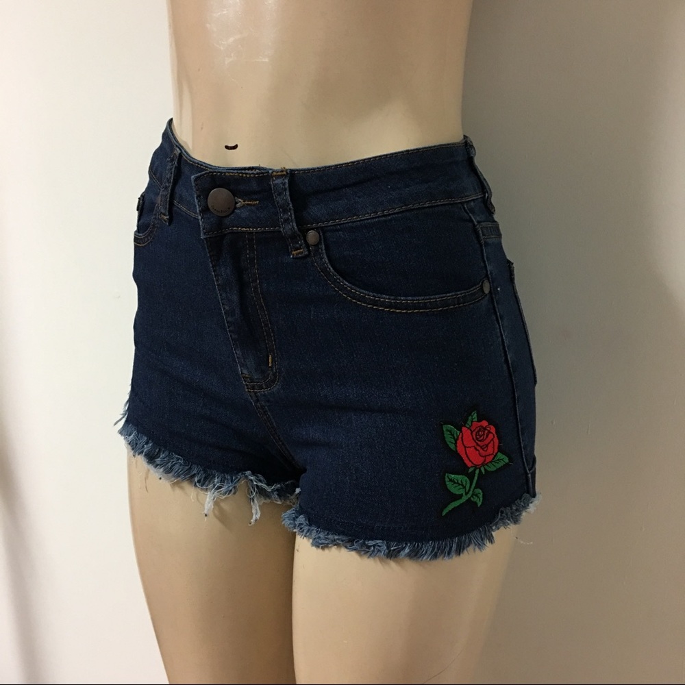 Rose Embroidered Shorts