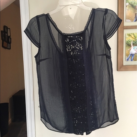 Navy blue, shear blouse - Picture 2 of 3