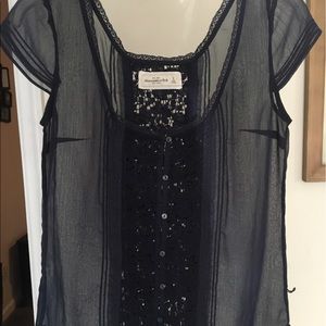 Navy blue, shear blouse