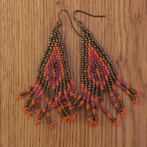 Tribal Gold Bead Earrings