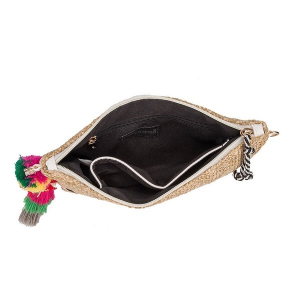 Melie Bianco Straw Clutch Embroidery "Bonjour" - Picture 6 of 6