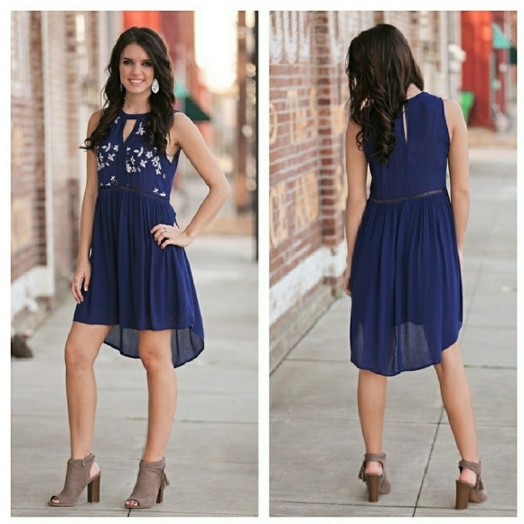 Floral Embroidered High Low Dress - Picture 2 of 3