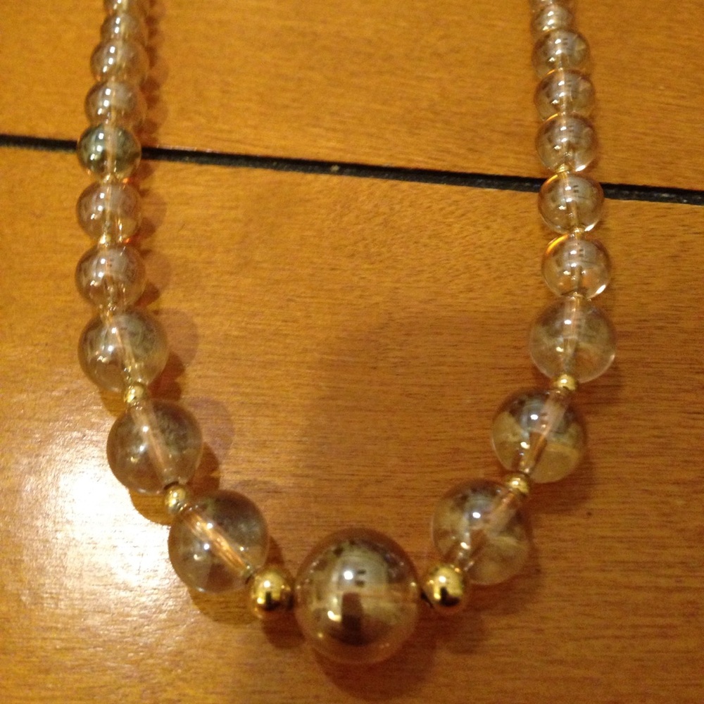Ross Simons golden glass faux pearl necklace
