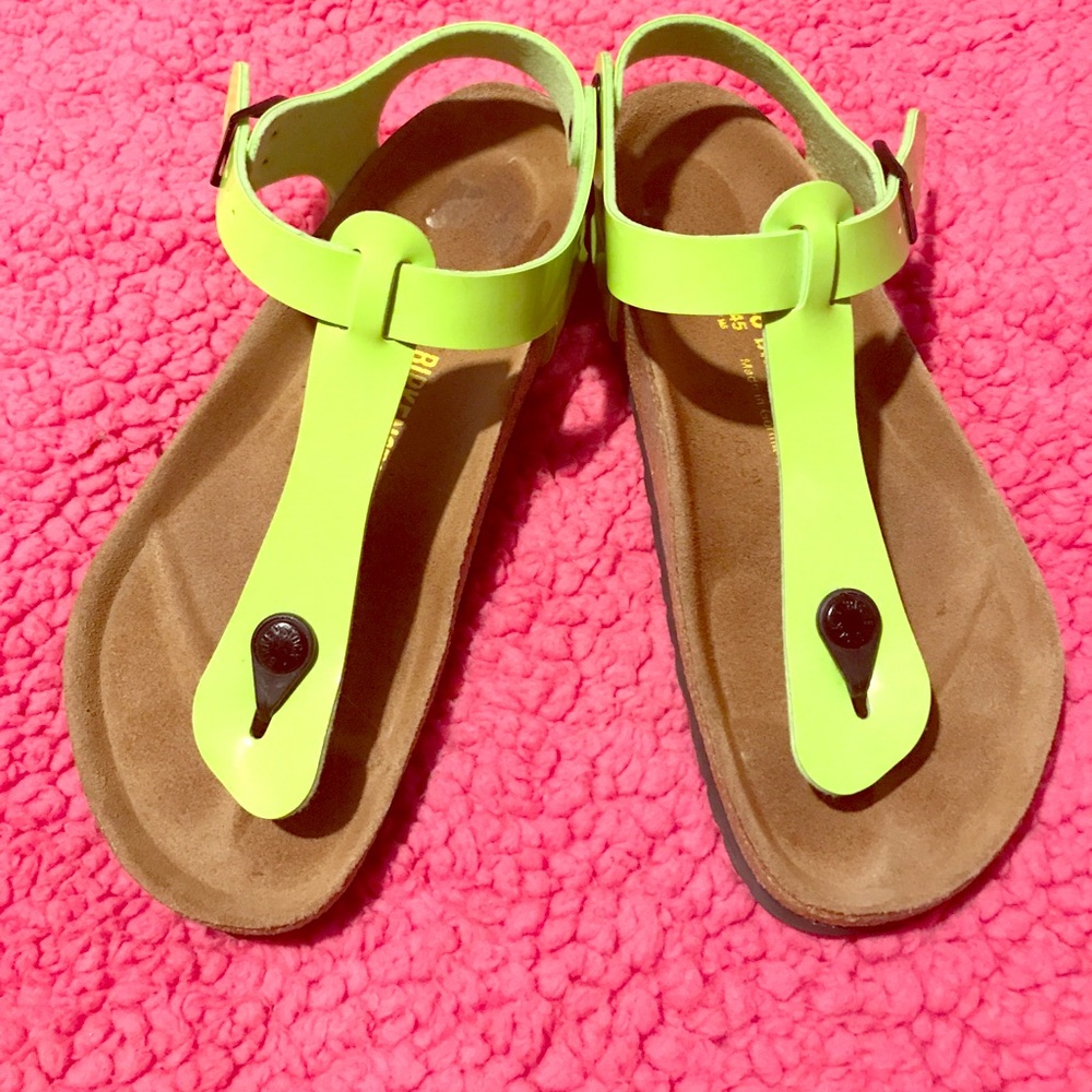 Neon green birkenstocks