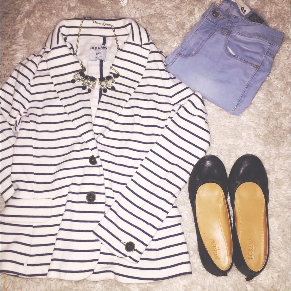 Old navy striped white and navy blazer