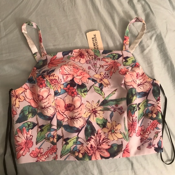 Forever 21 pink floral crop top - Picture 1 of 3