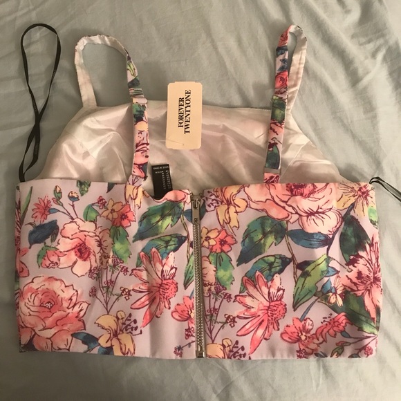 Forever 21 pink floral crop top - Picture 2 of 3