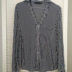Zara Black and White Striped Button Up Top Zara Black and White Striped Button Up Top