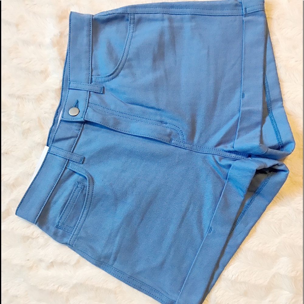 Stretch Bull Denim High Waist Cuff-Short