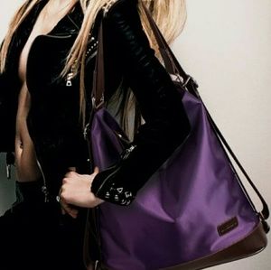 Large Purple Nylon Backpack Shoulder Bag