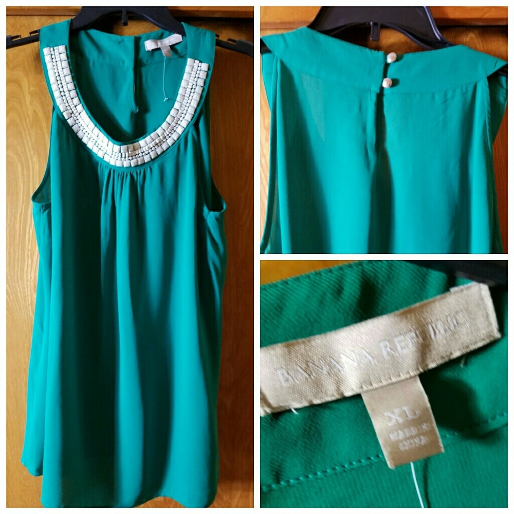 Banana Republic Green Sleeveless Blouse