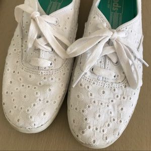 Keds white crochet shoes