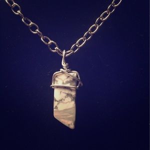 Wire wrapped stone necklace