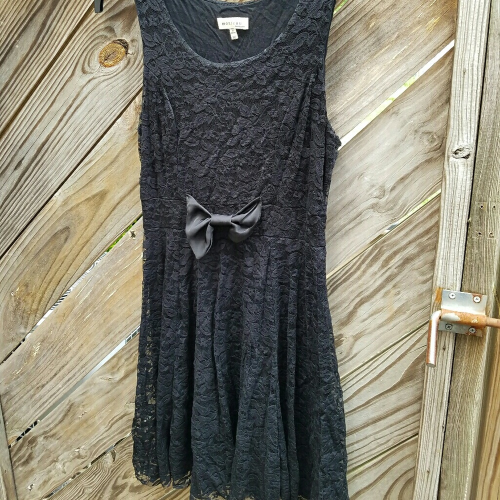 Black lace coctail length dress