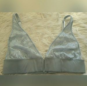 Free People baby blue lace plunge bralette