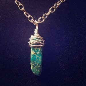 Jasper wire wrapped stone necklace