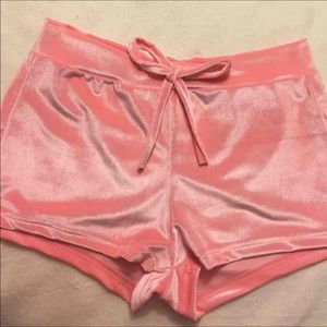 Pink velvet shorts
