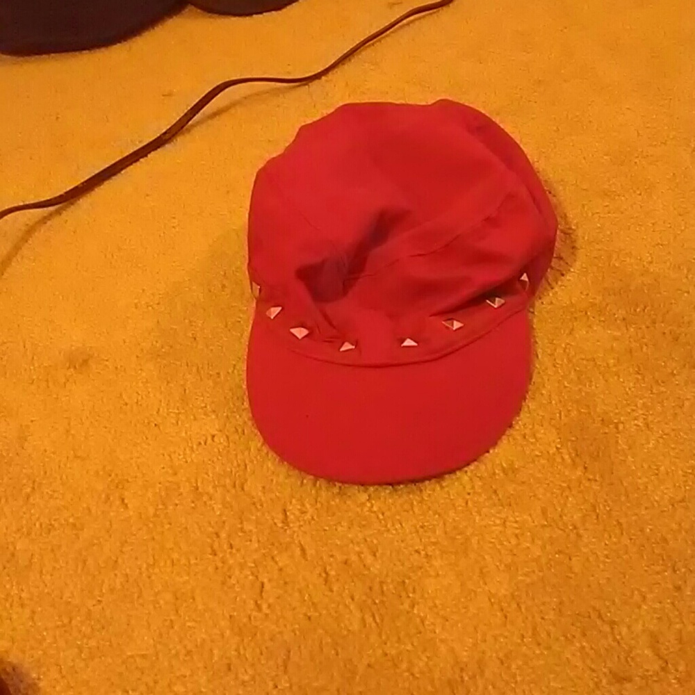 Red studded cap