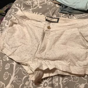 A&F white lace with gold shorts