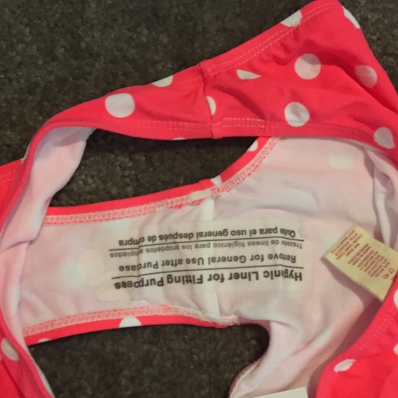 Bright coral and white polka dot bikini - Picture 3 of 4