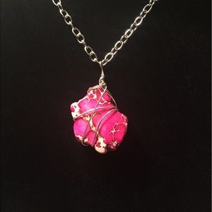 Wire wrapped stone necklace