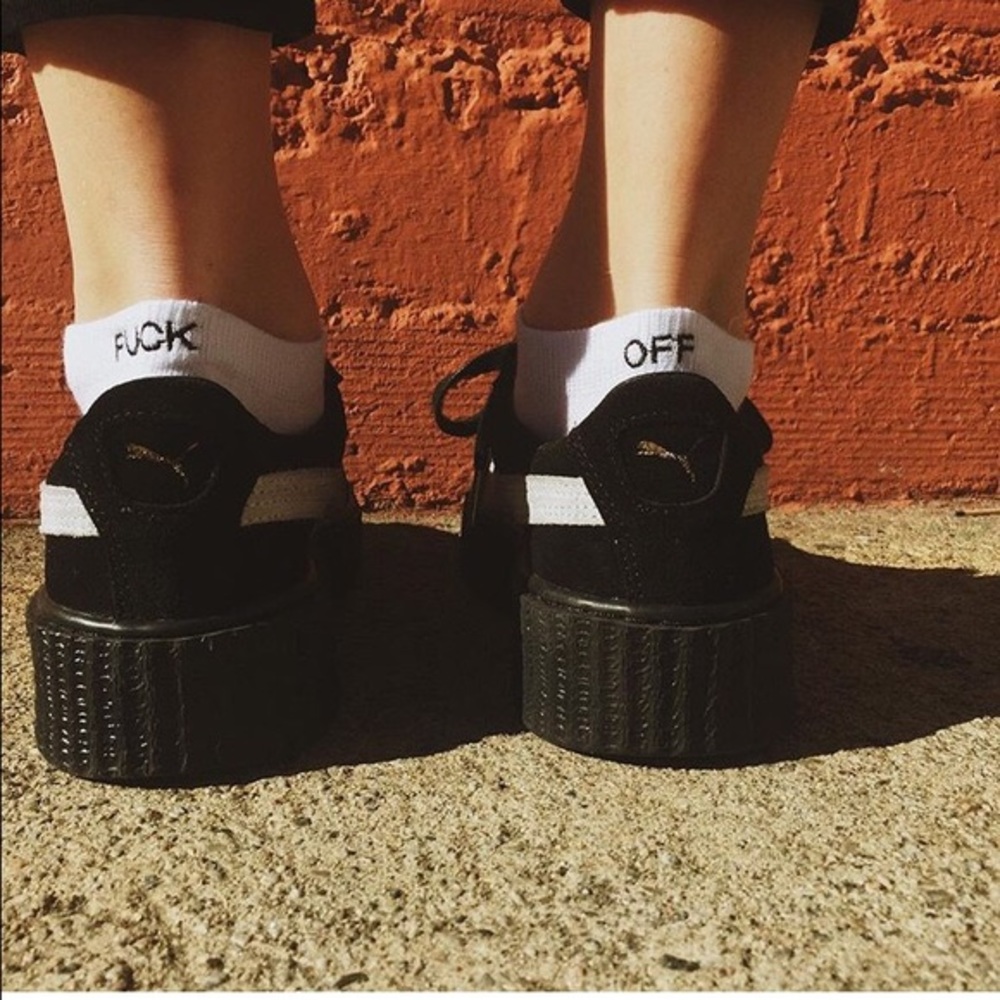 NWT Brandy Melville fuck off socks white black OS - Picture 2 of 4