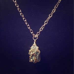 Druzy stone wire wrapped necklace