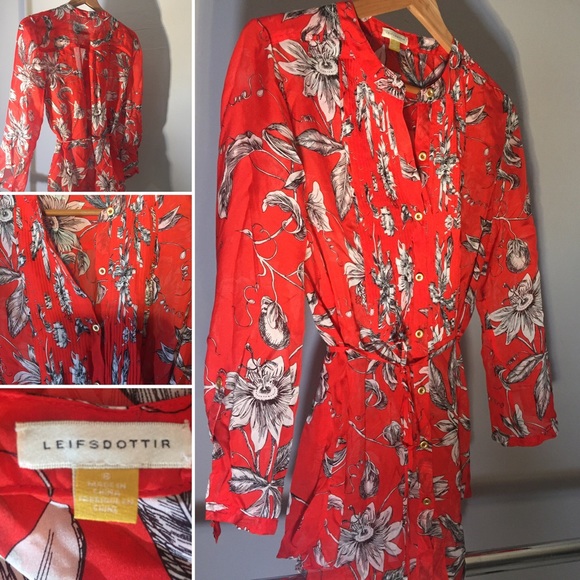 Anthropologie 100% silk blouse Bright Tropical - Picture 1 of 8